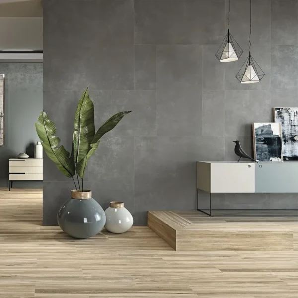 Through Body Porcelain Tile Manufacturers company´s catalogue picture showing a modern living room