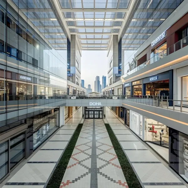 Custom tiles with elegant patterns placed on a shopping mall 