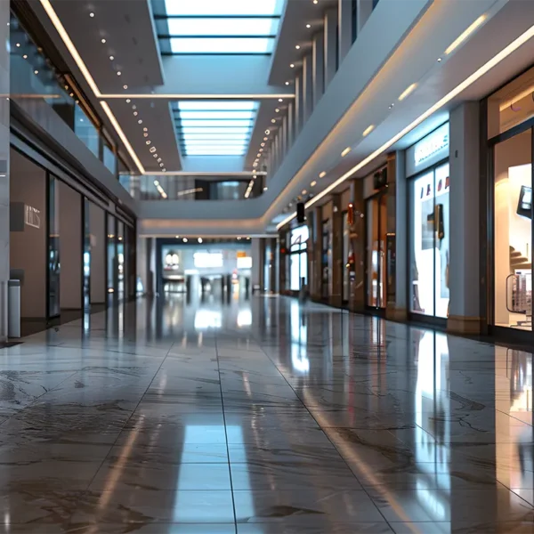 Picture of high end porcelain commercial tiles set on a shopping mall 