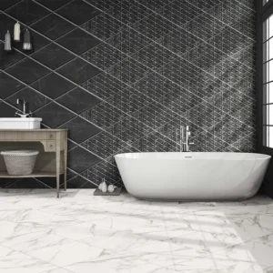 marble look tiles placed on an urban restroom 