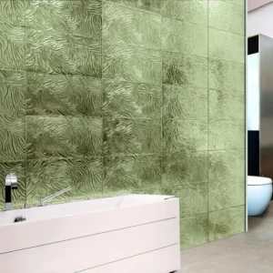 glass tile manufacturers catalogue´s picture showing a modern restroom 