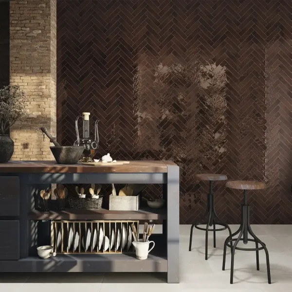 Urban stlye kitchen decorated with artisanal tiles 