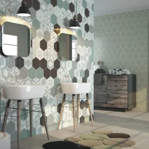 Modern wall tiles made by our wall tile manufacturing company set on a bathroom