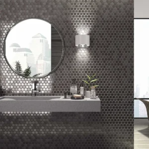Urban style decoration using hexagonal mosaic tiles 