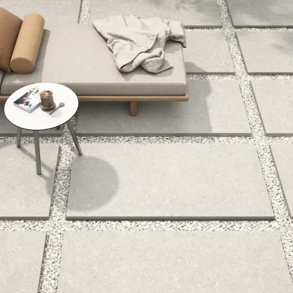 Pictures of white paving tiles on elegant ambiance 