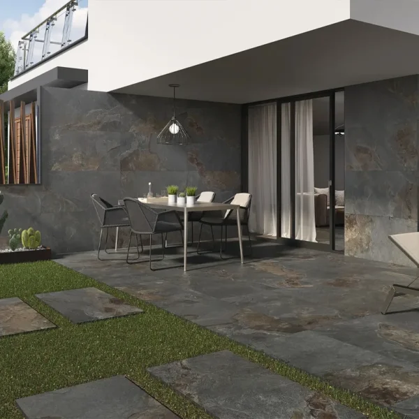 Picture of paving tiles acquired from our paver tile manufacturing company , set on a garden