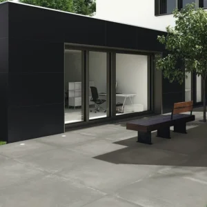 Nice outdoor space decorated with big format outdoor tiles