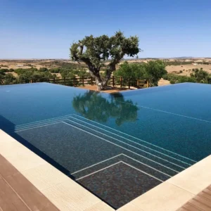 Picture of modern design pool with large swimming pool tiles 