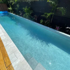 Swimming pool tiles in light blue