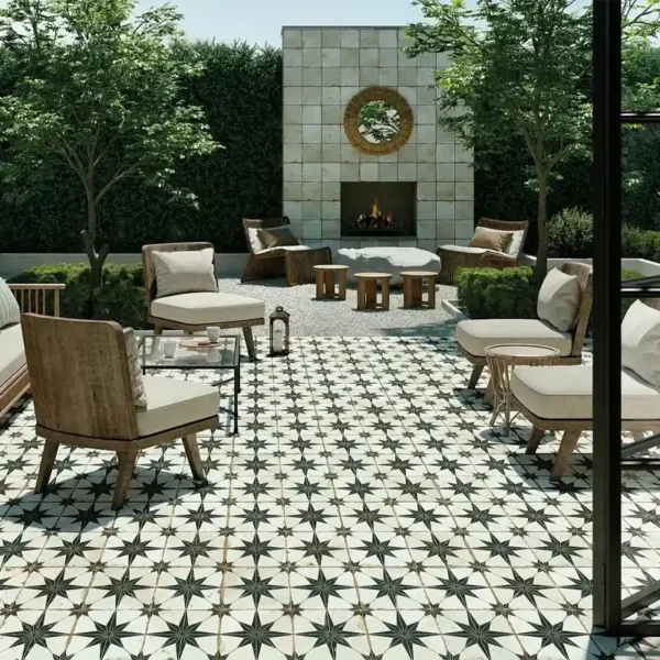 Victorian tiles set on a beautiful patio 